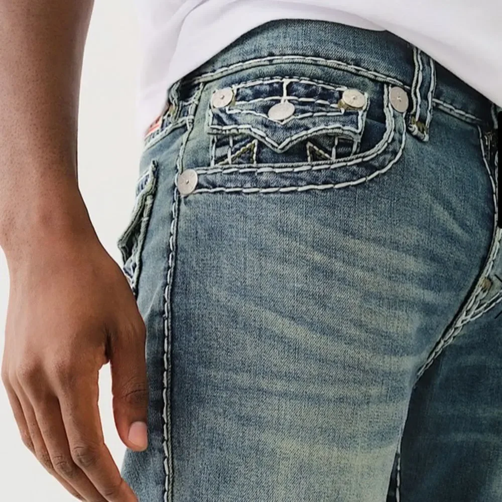 True Religion Blue Denim Ricky Relaxed Straight Jeans 34